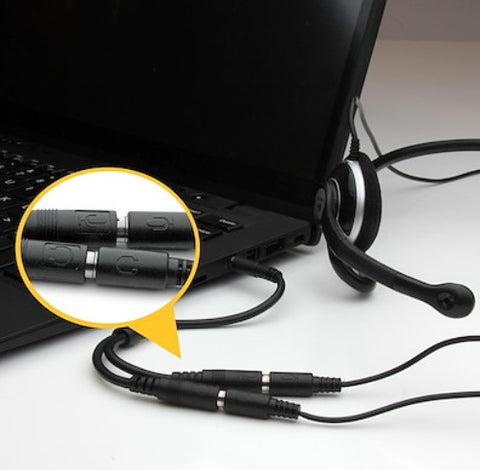 Headphone/Microphone Audio Splitter Cable - Black - For Use with PCP-1 (3.5 mm) Mic Port Stethoscope