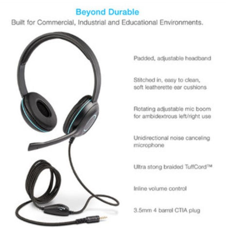 Headset - Cyber Acoustic AC-5002 Headset - OVER EAR - 3.5MM - WITH MIC