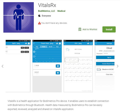 BodiMetrics VitalsRx Monitor for Healthcare Professionals