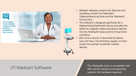 Let's Talk Interactive Telemedicine Software Platform - $3600 Annual Subscription ($300/mo) +$49.99/Provider Monthly - $0 Setup Fee (Sold, Installed and Supported by Let's Talk Interactive - Click for Details)