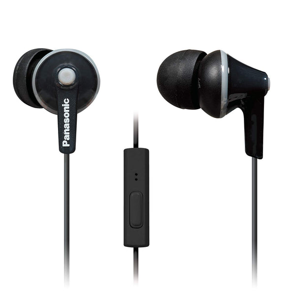 Panasonic ErgoFit In-Ear Earbuds Headphones RP-TCM125-K WITH Microphone and Call Controller (Black)