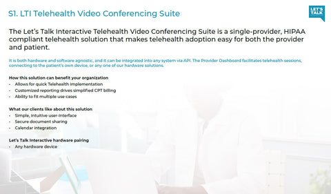 Let's Talk Interactive Telemedicine Software Platform - $3600 Annual Subscription ($300/mo) +$49.99/Provider Monthly - $0 Setup Fee (Sold, Installed and Supported by Let's Talk Interactive - Click for Details)