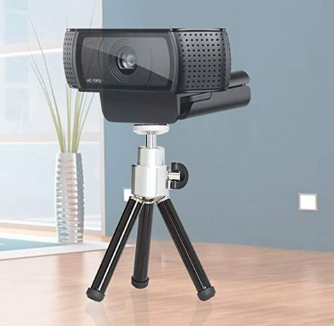 Lightweight Mini Webcam Tripod for Logitech Webcam C920 C922 Small Camera Tripod Mount (Black) - Also works with Firefly DE605 Exam Camera fitted with Adapter